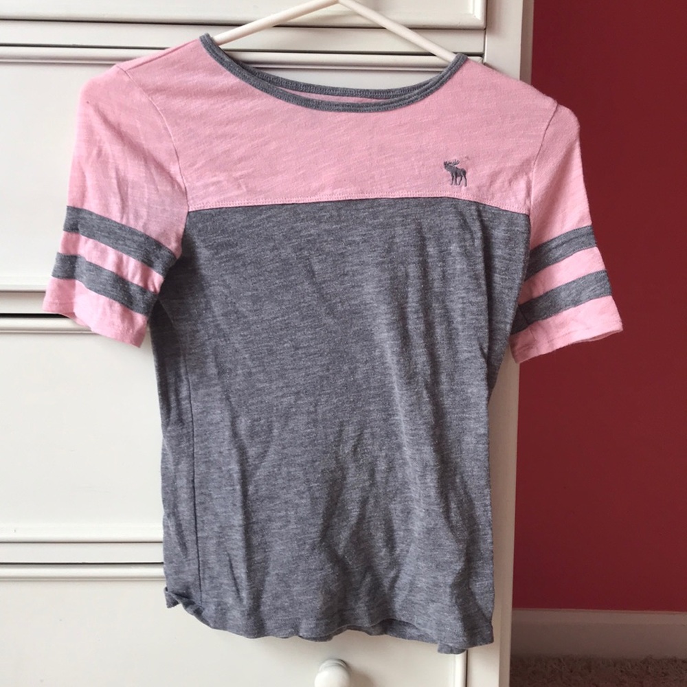 Abercrombie Kids pink and grey shirt
